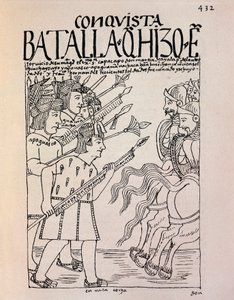 Cuzco'nun İspanyol fatihler tarafından 1533'te fethi (Mürekkep çizimi by Felipe Huaman Poma de Ayala