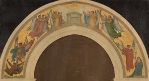 Trinity Kilisesi için taslak: Paskalya Kuzusu. Tapınan melekler grubu. Baş melek Aziz Mikail şeytanın üstesinden gelirken. Müjde. Aziz Paul. Aziz Petrus, 1864 civarı (tuval üzerine yağlıboya) by Felix A.M. (after) Jobbe-Duval