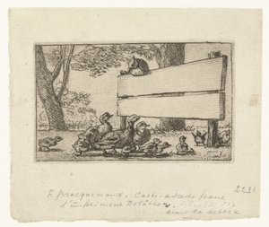 Yazıcı Delâtre için ahşap bir kapıda ördekler ile kartvizit by Felix Bracquemond