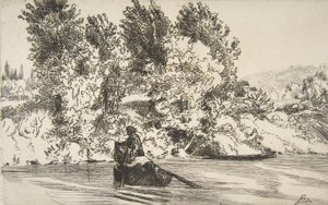 Ağlı balıkçı, 1868. by Felix Bracquemond