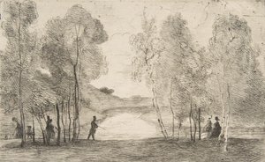 Bois de Boulogne gölü, 1858 civarında. by Felix Bracquemond