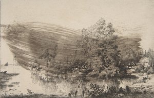 Oise kıyısındaki çiftlik evi, 1868. by Felix Bracquemond