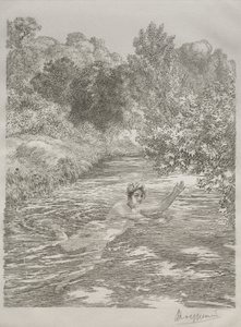 Yüzücü, c. 1860-70. by Felix Bracquemond