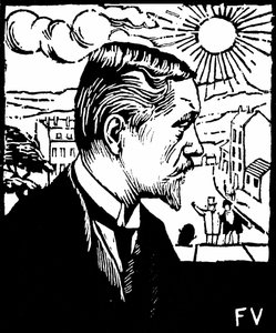 Otoportre. Felix Edouard Vallotton (1865-1925), 1890 dolaylarında gravür. Özel koleksiyon. by Felix Edouard Vallotton
