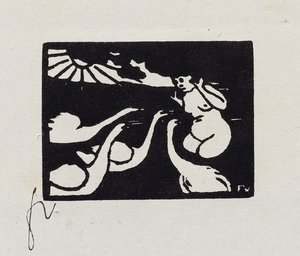 Kuğulu Yüzücü, "Les Petites Baigneuses"den X, 1893 by Felix Edouard Vallotton