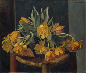 Hasır Sandalyede Çifte Sarı Lale, 1923 by Felix Edouard Vallotton
