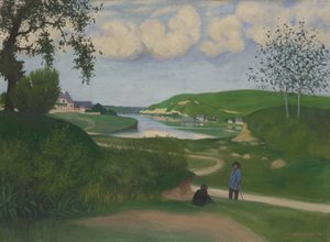Nehir ve İki Figürlü Manzara by Felix Edouard Vallotton