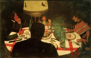 Akşam yemeği, lamba efekti by Felix Edouard Vallotton