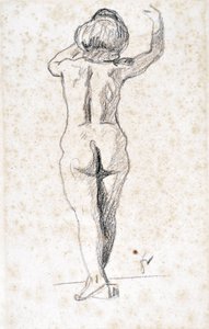 Nu de dos - Felix Vallotton (1865-1925), kağıt üzerine grafit (28x18 cm), 20. yüzyılın başları - Saint Roch bakımevi müzesi, Issoudun - Zorunlu söz by Felix Edouard Vallotton