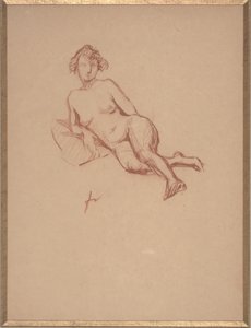 Reclining Female Nude (red chalk on paper)