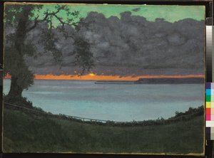 Günbatımında Zarafet, Turuncu ve Yeşil Gökyüzü by Felix Edouard Vallotton