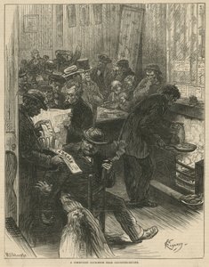 Leicester Meydanı yakınında bir komünist kulüp odası (gravür) by Felix Elie Regamey