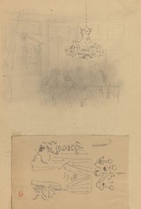 İç Mekanda Bir Buluşma; Perdeli Kapı by Felix Hilaire Buhot