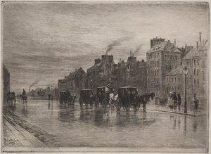 Quai de L'Hotel-Dieu'de Bir Kış Sabahı by Felix Hilaire Buhot
