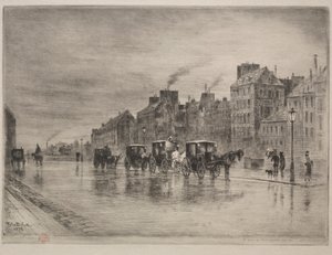Quai de l'Hotel-Dieu'de Bir Kış Sabahı, 1876. by Felix Hilaire Buhot