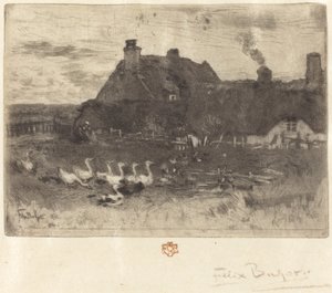 Les Petites Chaumières (Sazdan Kulübeler - Küçük Tabak) by Felix Hilaire Buhot