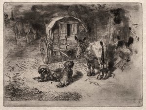 Ev Muhafızları veya Saltimbanque Dostları by Felix Hilaire Buhot