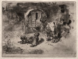 Ev Muhafızları veya Saltimbanque Dostları, c. 1875. by Felix Hilaire Buhot