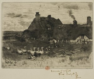 Küçük Sazdan Kulübeler by Felix Hilaire Buhot