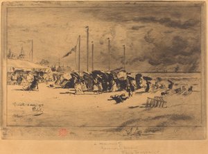 Un Grain à Trouville Squall, Trouville, 18741875. by Felix Hilaire Buhot