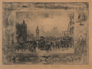 Westminster Köprüsü veya Westminster Kulesi by Felix Hilaire Buhot