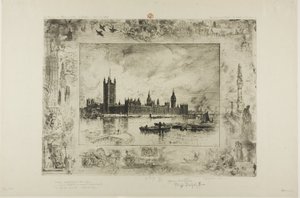 Westminster Sarayı by Felix Hilaire Buhot
