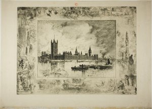 Westminster Sarayı by Felix Hilaire Buhot