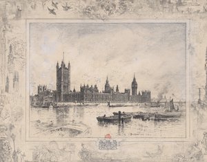 Westminster Sarayı, 1884. by Felix Hilaire Buhot