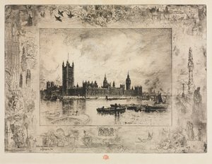 Westminster Meydanı, 1884. by Felix Hilaire Buhot
