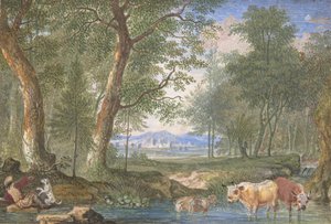 Derede İneklerle Manzara, 1698. by Felix Meyer