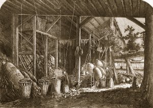 Paris'teki Quartier Mouffetard'da bir paçavra deposu, 'The Illustrated London News'den bir çizim, 8 Haziran 1861 by Felix Thorigny