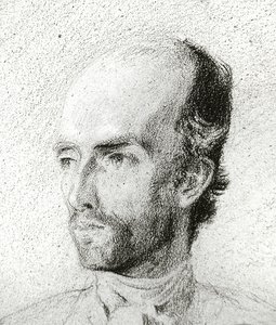 Bir Adamın Portresi, 1845 dolayları (kahverengi kağıt üzerinde siyah tebeşirle beyazla büyütülmüş) by Félix Ziem