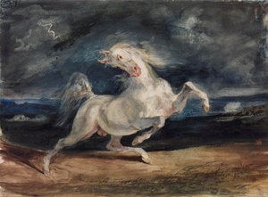 Yıldırımdan Korkan At by Ferdinand Victor Eugene Delacroix