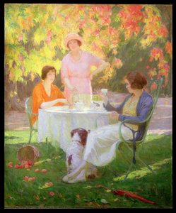 bahçede çay by Ferdinand Achille Lucien Bivel