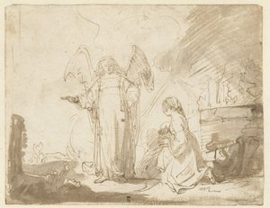 Şur Yolunda Kuyuda Hacer ve Melek by Ferdinand Bol