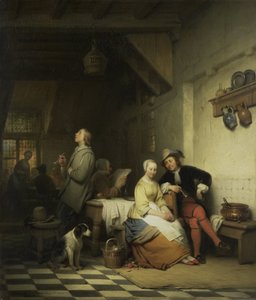Onyedinci Yüzyıl Kostümlü Figürlü Bir Hanın İçi by Ferdinand De Braekeleer (I)