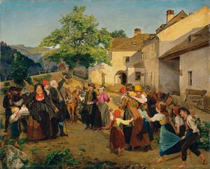 Gelinin ailesinin evine vedası - Höldrichsmühle by Ferdinand Georg Waldmuller