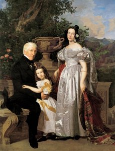 Princely Esterházy meclis üyesi Mathias Kerzmann, ikinci eşi Maria Helena, kızlık soyadı Mikolischütz ve kızı Maria ile by Ferdinand Georg Waldmuller
