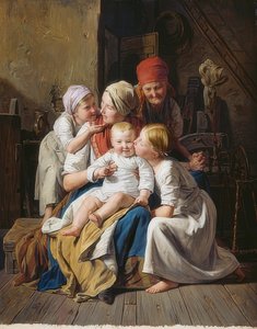Büyükanne sevinçleri. 1852 by Ferdinand Georg Waldmuller