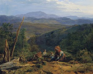 Wildegg Kalesi ile Wienerwald manzara by Ferdinand Georg Waldmuller