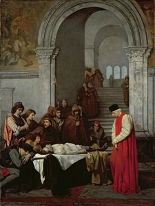Ressam Luca Signorelli, rakibinin ölü oğlunun cesedinin yanında duruyor, 1859