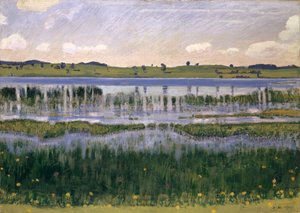 Langenthal yakınlarındaki Burgäschi Gölü, 1901 civarında. by Ferdinand Hodler
