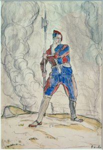 Daimi Landsknecht, Marignano Savaşı için Çalışma by Ferdinand Hodler