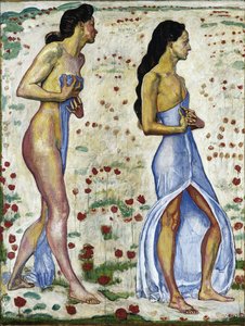 Çiçeklerde İki Kadın Duygu 1a, 1901-1906 by Ferdinand Hodler
