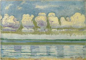 ""Cenevre Gölü ve İsviçre Jura Görünümü"" (İsviçre Jura ile Cenevre Gölü) Tablosu Ferdinand Hodler (1853-1918) by Ferdinand Hodler