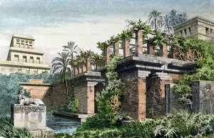 'Münchener Bilderbogen'de yayınlanan 'Dünyanın Yedi Harikası' serisinden Babil'in Asma Bahçeleri, 1886
