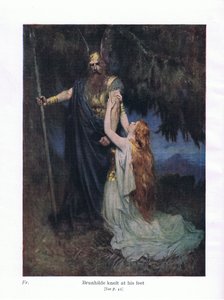 Brunhilde ayaklarının önünde diz çöktü, The Stories of Wagner