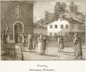 Pazar: Berchtesgaden Yakınındaki Kiliseye Gitmek by Ferdinand Olivier