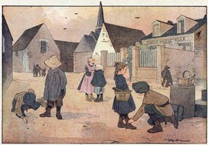 Okul dışında, Resimli çocukluk kitabında, 1900 dolayları (gravür) by Ferdinand Raffin