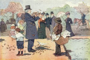 Paris'teki Tuileries halk bahçesi, Imagier de l'enfance'de, 1900 dolayları (gravür) by Ferdinand Raffin